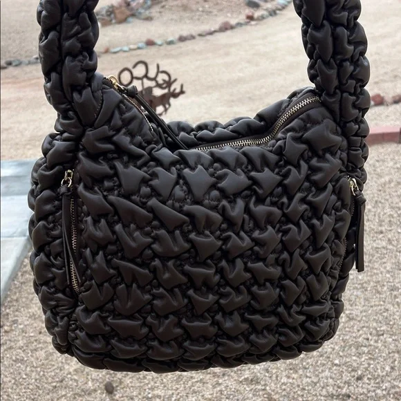 Sondra Roberts | Chocolate Brown Quilted Hobo Bag - Picture 6 of 15